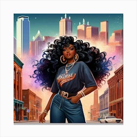 Afro Girl In The City Canvas Print