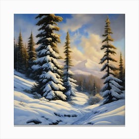 A Scottish Landscape, The Highlands in the Snow 2 Canvas Print