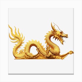 Golden Dragon On Black Background Canvas Print