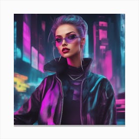 Cyberpunk city print Canvas Print