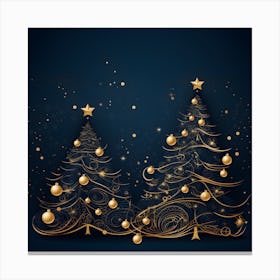 Christmas Tree On Blue Background 4 Canvas Print