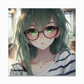 Anime Girl With Glasses Canvas Print