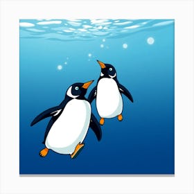 Penguins Underwater Canvas Print