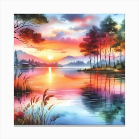 Sunset By The Lake 13 Canvas Print