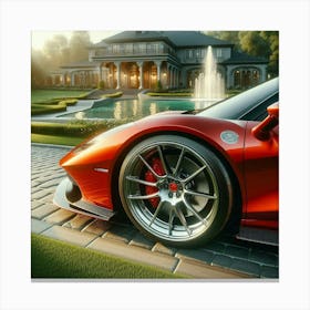 Supercar In Front Of A House Canvas Print