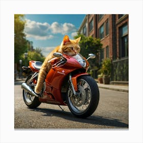 Cat On A Motorcycle 1 Canvas Print