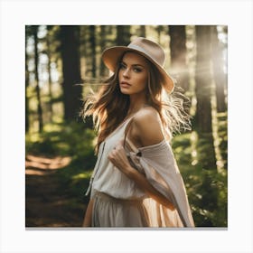 Beautiful Woman In The Forest 4 Canvas Print