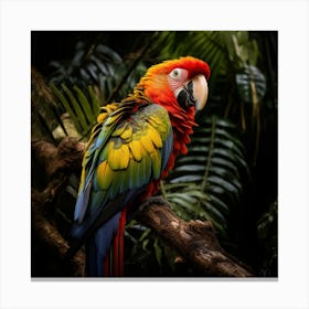 Colorful Parrot In The Jungle Canvas Print