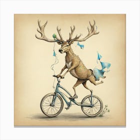 Deer On A Bike 8 Canvas Print