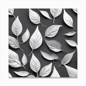 White Leaves On A Black Background Canvas Print