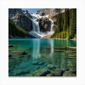 Waterfall In Banff National Park Canvas Print