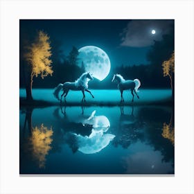 Unicorns In The Moonlight Canvas Print