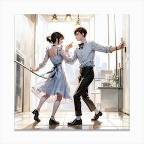 Couple Dancing In A Room Canvas Print