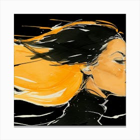 Woman With Hair Flying In The Wind Canvas Print