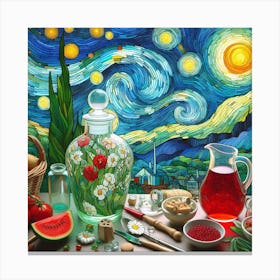 Still life, Van Gogh style 2 Canvas Print