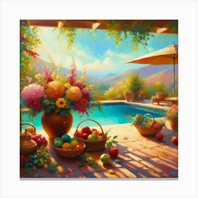 Garden By The Pool Canvas Print