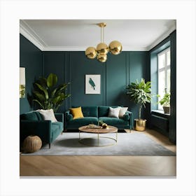 Green Living Room 4 Canvas Print
