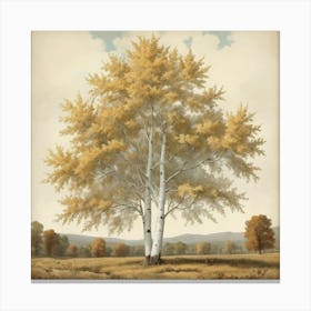 White Poplar Vintage Autumn Tree Print Art Print Canvas Print