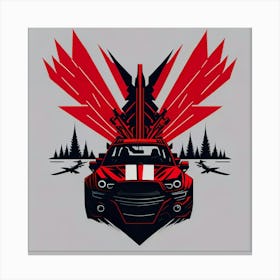 Car Red Artwork Of Graphic Design Flat (89) Canvas Print