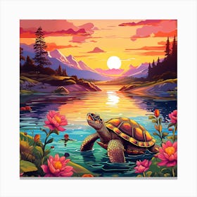 Turtle In The Water 2 Canvas Print