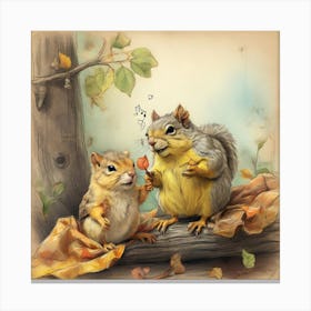 Two Squirrels 1 Canvas Print