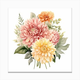 Watercolor Flowers Bouquet 4 Canvas Print