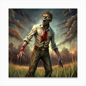 Zombie In A Field 1 Canvas Print