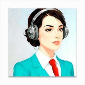 Woman With Headphones Canvas Print