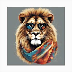 Lion With Glasses Canvas Print