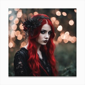 Gothic Girl With Red Hair Canvas Print