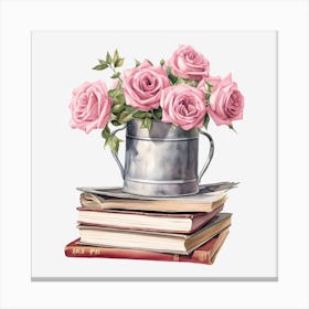 Roses In A Bucket 3 Canvas Print