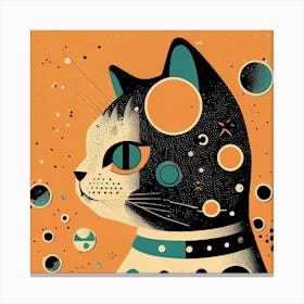 Cat In Space Mid Century Modern Canvas Print