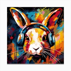 Rabbit With Headphones 3 Canvas Print