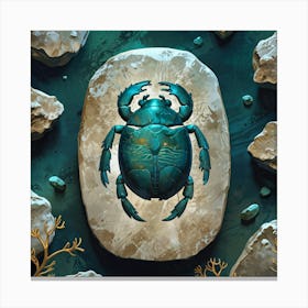 Water Scarab Fossil Under The Ocean Environmental Art 3 Canvas Print