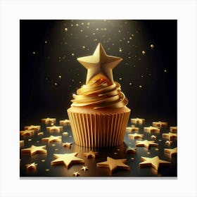 Golden Star Cupcake Canvas Print