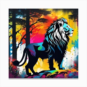 Lion In The Forest 25 Canvas Print