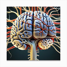 Human Brain With Blood Vessels 21 Canvas Print