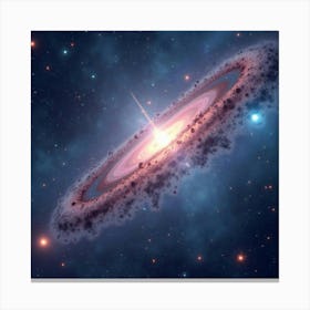 Quantum Computer Glowing Against A Serene Watercolor Galaxy Canvas Print