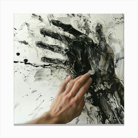 Black And White Hand Painting Canvas Print