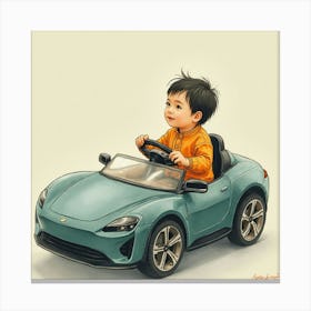 Asian Boy And Ride On Electric Toy Car Toile