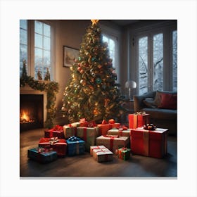 Christmas Tree In The Living Room 74 Canvas Print