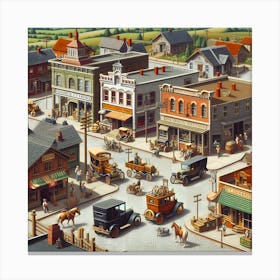 Early Small Town America And The Automobile ~Reimagined 6 Canvas Print