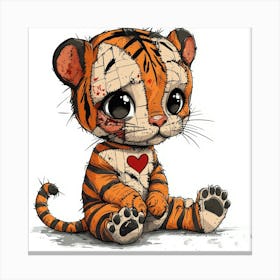 Patchwork Cartoon Baby Tiger Leinwandbild