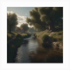 River Near A House Canvas Print