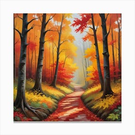 Autumn Path paintings art print 1 Canvas Print