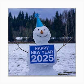 A Photo Of A Snowman Wearing A Party Hat Cjpehrjbss6zexcs9qqhxq Up7s7ewlttaywj7c5tuleg Canvas Print