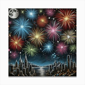 New York City Fireworks Canvas Print