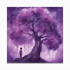 Tree Of Life , watercolor style purple Canvas Print