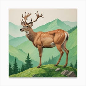 Red Stag Painting by Colin Mowat Canvas Print