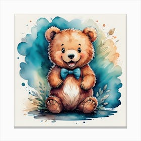 Watercolor Teddy Bear Canvas Print